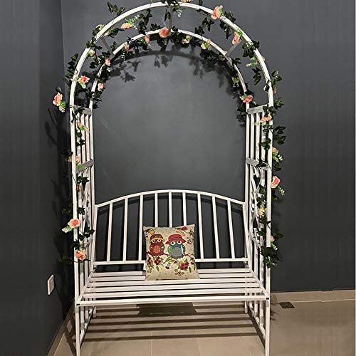 フラワーアーチ ローズアーチ フラワースタンド 付 ガーデニング 園芸 庭 庭園 ガーデン バラアーチ 鉄製ベンチ付