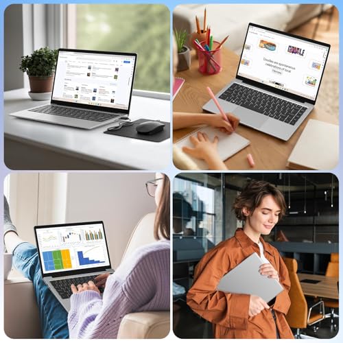 14 inch Laptop, 16GB DDR4 RAM 256GB SSD Win11 Laptop PC, Celeron N4120, 1920x1080 FHD IPS, 5G WiFi/Mini HDMI/USB/BT, Support Extension 1TB, Includes Mouse/Mouse Pad/AZERTY Film