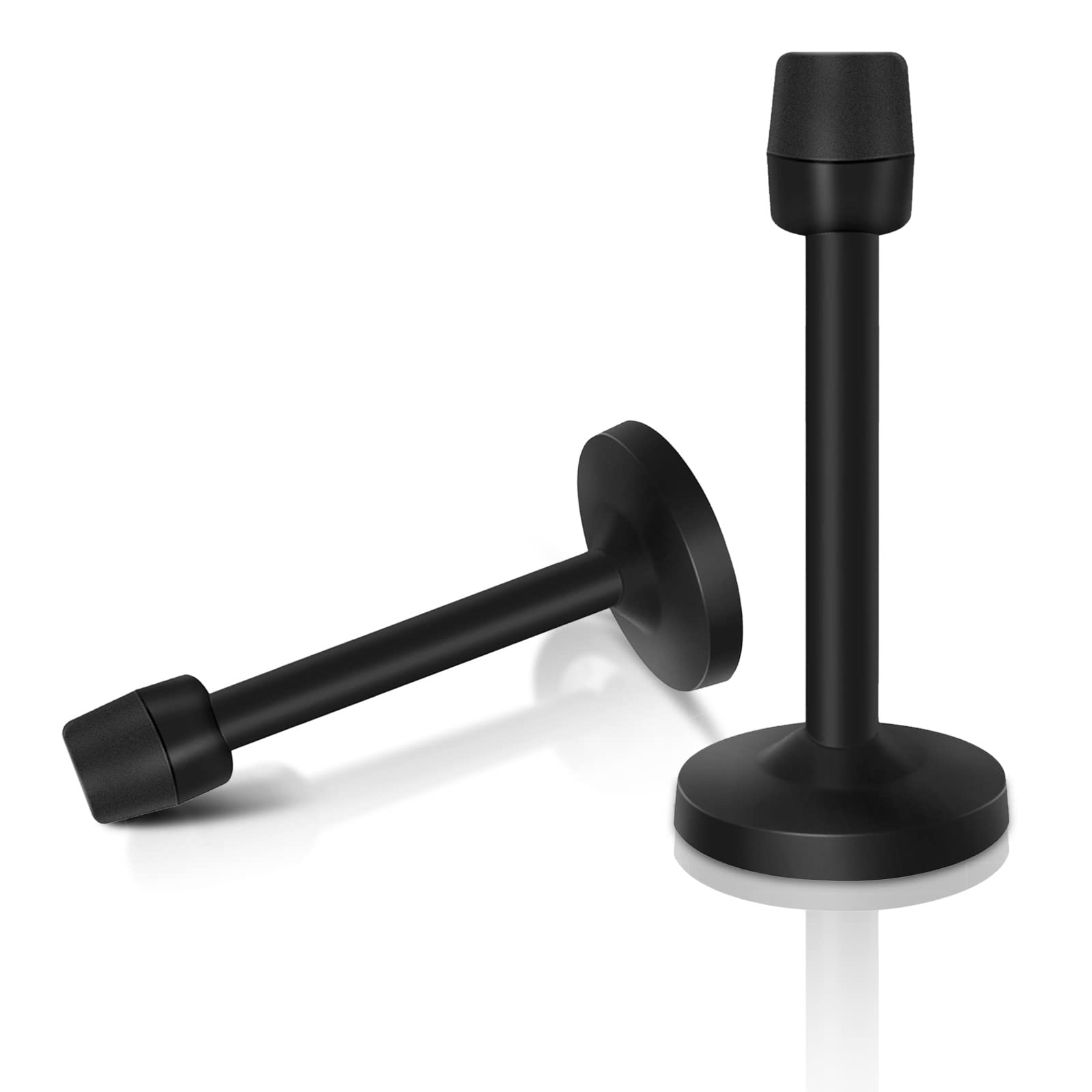 2 Pack Black Door Stopper 4 Inch Wall Mounted with Door Rubber Tips for Skirtings, 100mm Door Stops