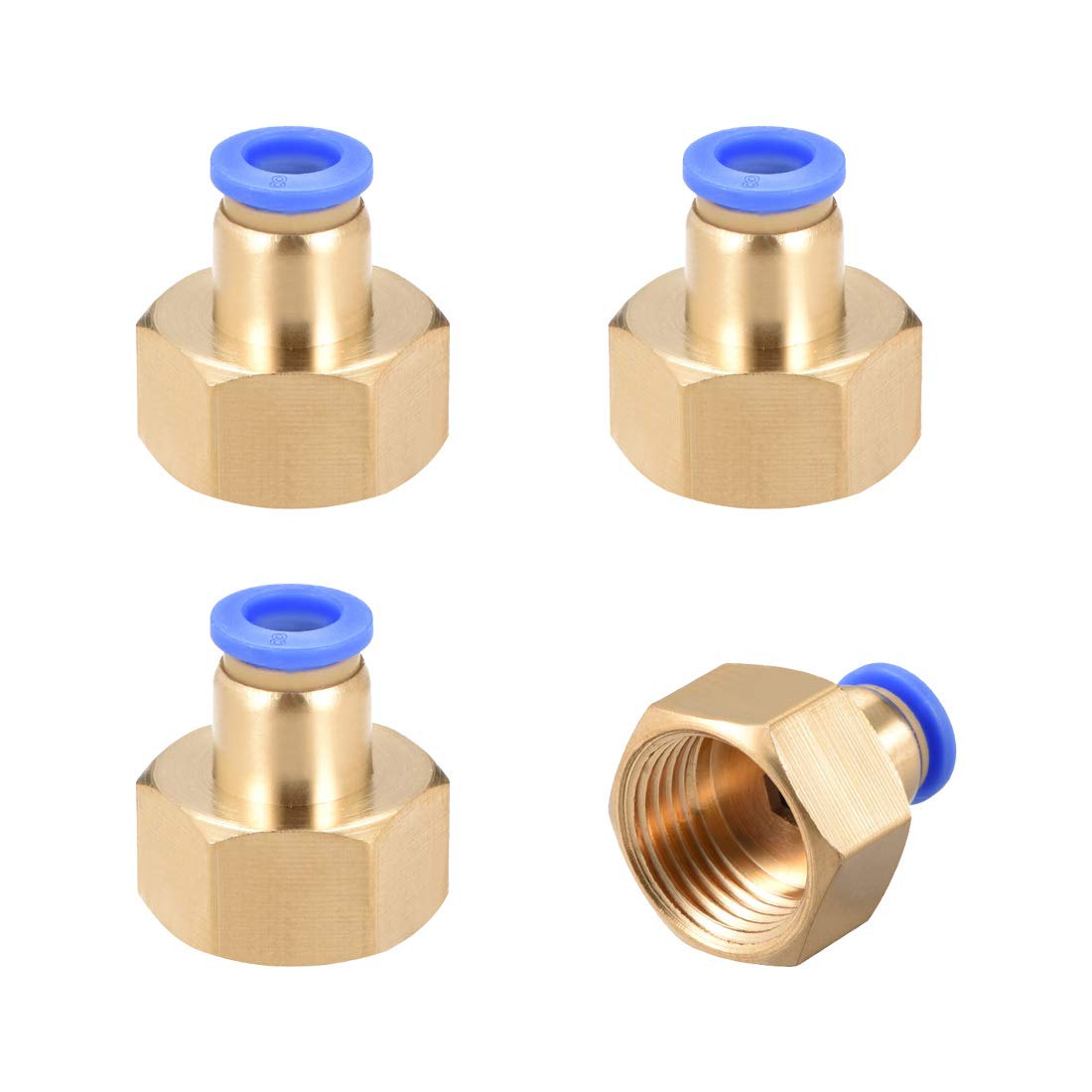 sourcing map Push to Connect Tube Fitting Adapter 8mm Tube OD x G1/2" Female Straight Pneumatic Connecter Connect Pipe Fitting 4pcs