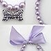 PETFAVORITES Fancy Pearls Crystal Dog Necklace Jewelry with Bling Rhinestones Big Bone Charm for Pets Cats Small Dogs Girl Teacup Chihuahua Yorkie Clothes Costume Outfits (Purple, 8 to 10-Inch)