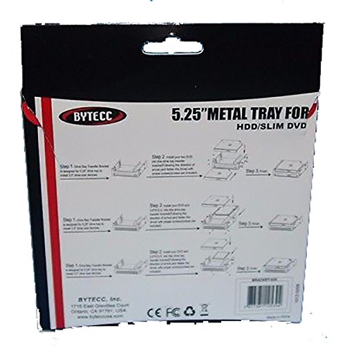 BYTECC BRACKET-535 5.25" Metal Tray for 2.5", 3.5" HDD/Slim DVD, Convert 5.25" Bays
