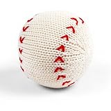 Estella Hand Knit Soft Organic Cotton Baby Rattle Toy, Baseball