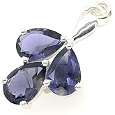 Natural 1.5ct Iolite 925 Sterling Silver Pendant 28mm