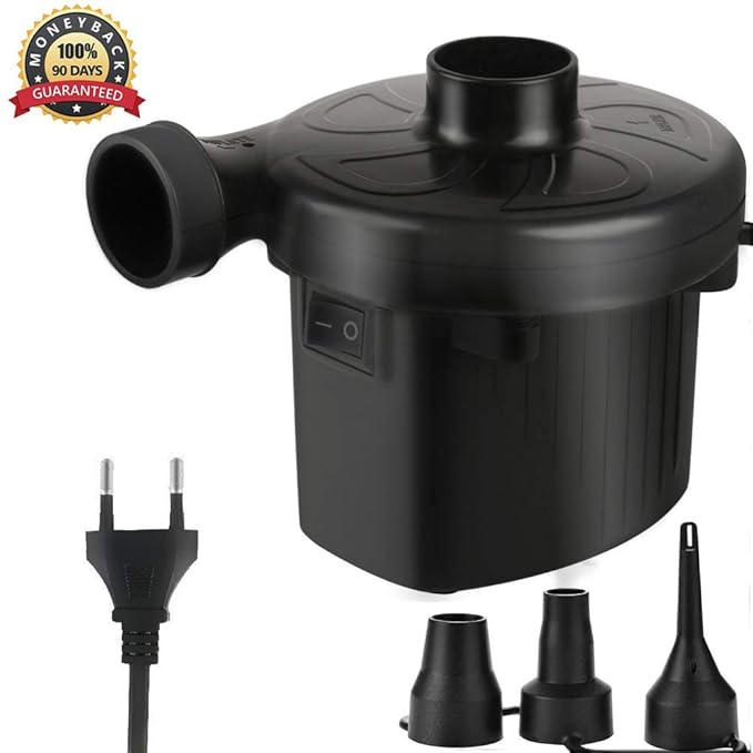 KERUITA Elektrische Pumpe Quick-Fill-Luftpumpe für Inflatables Airbed Pump-Pool-Spielzeug Schwimmerpumpe 220 V AC/DC 12V Schw
