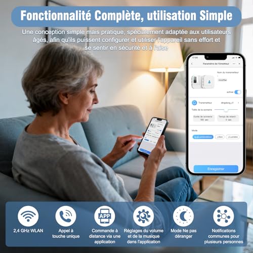 ChunHee Seniors Alarm Device - Disability and Mobility Friendly System - Alarm Bracelet for Home Use (1 Receiver + 1 Watch + 2 Transmitter)
