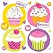 Cupcake Birthday Party Supplies Pack for 16 Guests: Straws, Dessert Plates, Beverage Napkins, Table Cover, and Cups