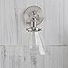PERMO Single Sconce with Funnel Flared Glass Clear Glass Shade 1-Light Wall Sconce Wall Lamp (Brushed)