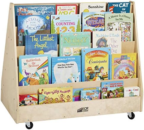 ECR4Kids Mobile Teacher Stool With Storage - Birch Hardwood & Canvas Classroom Organization