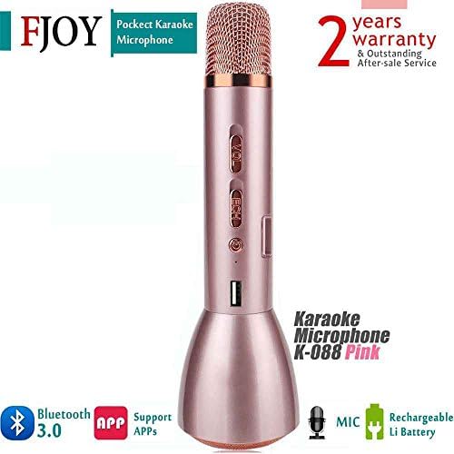 Bluetooth Microphone Karaoke / FJOY Portable Wireless Microphone / 3-in-1 Karaoke machine KTV / Handheld Karaoke Player for Music Playing,Singing and Record for Apple smartphones or PC (Pink)