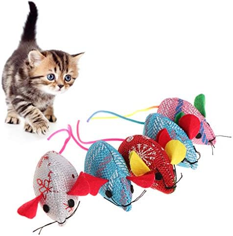 tiyee 5pcs Cat Toys Christmas Mouse Catnip Pets Kitten Teaser Interactive Funny Supply
