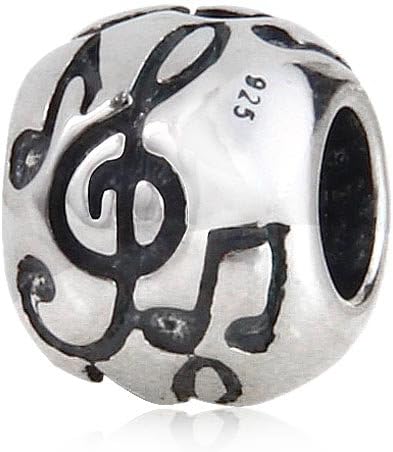 Treble G Clef Melody Music Note Charms 925 Sterling Silver Musical Bead for European Bracelets