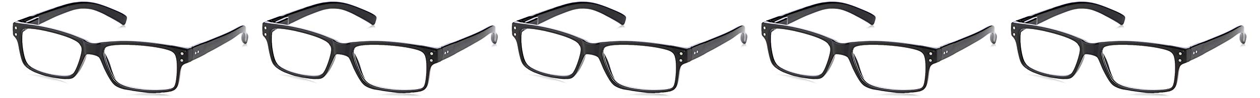 Eyekeeper Mens Vintage Reading GlassesFrame Glasses for Men Reading,+1.50 Reader Women, Black-5Pcs All Clear Lens, 0.1 kg