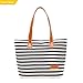 Canvas Tote, GS.Lee Women's Ladies Stripe Summer Beach Handbags Shoulder Zipper Purse Bag, Black