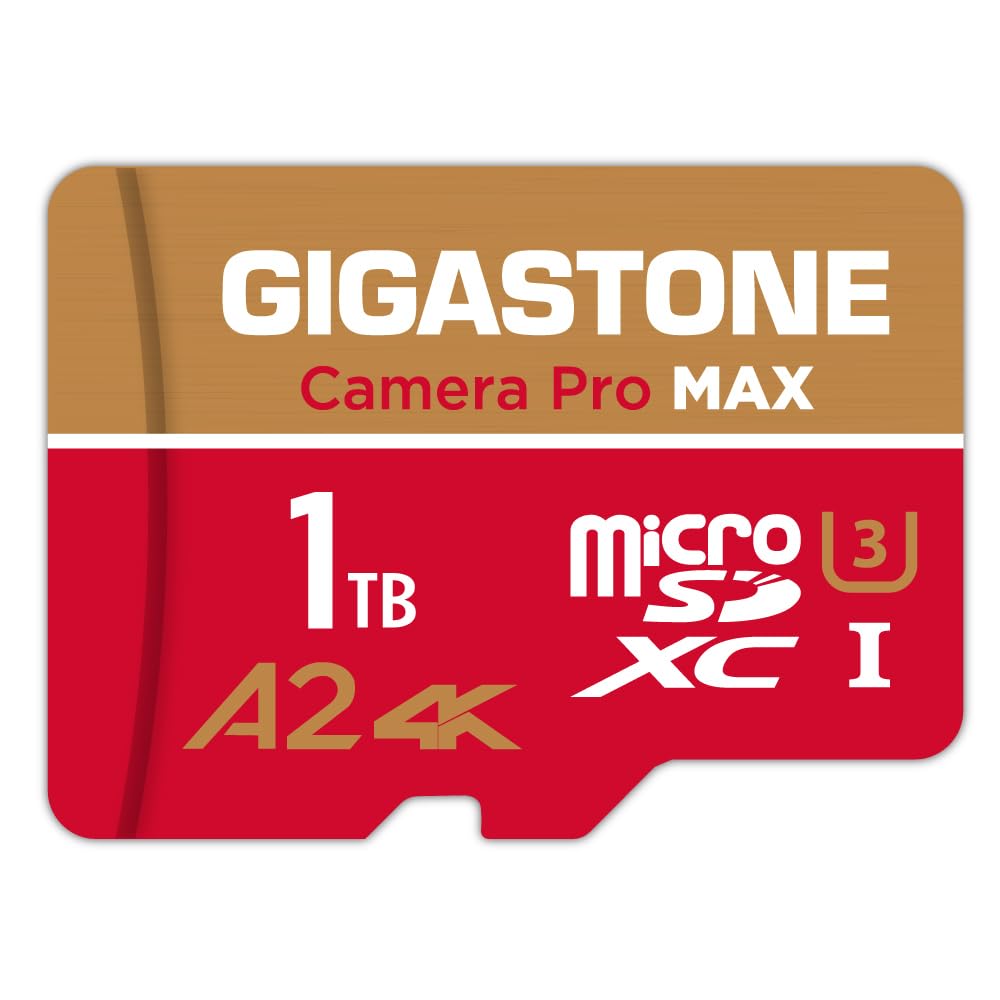 【5-Years Data Recovery】 GIGASTONE 1TB Micro SD Card, 4K Camera Pro MAX, 4K Video Recording for GoPro, DJI, Drone, R/W up to 170/140 MB/s MicroSDXC Memory Card UHS-I U3 A2 V30, with Adapter