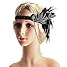 Beelittle 1920s Accessories Headband Earrings Necklace Gloves 20s Black Prop Set (C3)