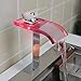 Harrahs 1001 Deck Mount Water Power Waterfall Bathroom Sink Faucet with Color Changing LED Lights Glass Spout, Polished Chrome …
