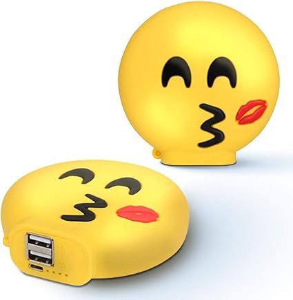 Kawkaw Power Bank Emoji Con 00 Mah E 2 Porte Usb Molti Motivi Come Divertenti Smiley E Simpatici Emoji Idea Regalo Divertente E Innovativa Bacio Sorrisi Lingua Cuori Caro Bacio Amazon It Elettronica