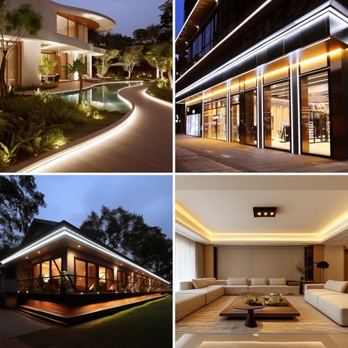 BENLUN 220 V COB LED Strip Waterproof 30 m, 3000 K Warm White Flexible Cuttable LED Strip 300 W CRI 90+ Without Transformer, for Bedroom, Gaming, Office, Outdoor Pergola