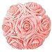 Ling's moment Artificial Flowers Pink Roses 25pcs Real Looking Fake Roses w/Stem for DIY Wedding Bouquets Centerpieces Arrangements Party Baby Shower Home Décor