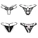 Nightaste Black G-String, Women Charming T-Back Thong Panties(4 Styles/Set) (L)