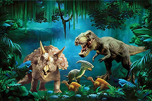 Renaiss 6x4ft Dinosaur Backdrop Primeval Forest Tropical Rainforest Photography Background Kid Boy Theme Birthday Party Decorations Baby Shower Newborn Portrait Vinyl Studio Props