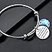 Crescent Moon Bracelet Bangle for Women Crystal Moon Engraved Disc Coin Inspirational Bracelet Stainless Steel Girls Friendship Jewelry