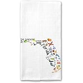 Moonlit93 Florida State Map Kitchen Towel, U.S. State Souvenir Tea Towel, Multi-Purpose Towel, Soft & Absorbent, Polyester, White