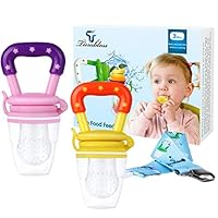 Baby Food Feeder - Tinabless Baby Fresh Fruit Feeder Teething Toys with Pacifier Clip Strap for Infant, Kids, Toddlers - M (2Pcs)