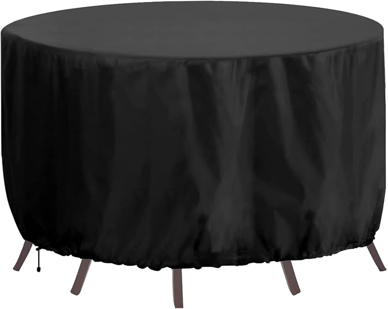 RICHIE Round Garden Table Cover 102x71cm Waterproof 420D Oxford UV Windproof