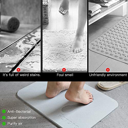 Poncho Diatomaceous Earth Bath Mat 23.6" X 15" NonSlip Mats Absorbent