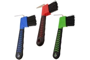 BRYHZKCM Horse Hoof Pick Brush with Soft Touch Rubber Handle,Portable Hoofpick,3Pieces,Random Colors