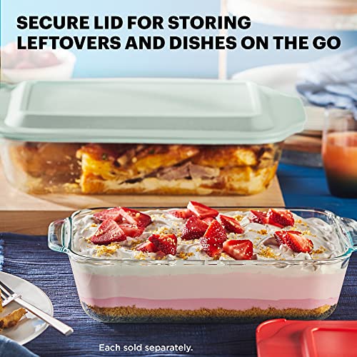 Pyrex Deep Glass Baking Dish with Plastic Lid, Deep Casserole Dish, Glass Food Container, Oven, Freezer and Microwave Safe, Clear Container, 7x11