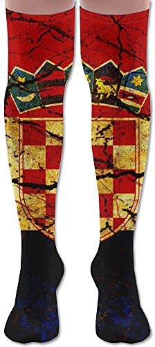 Vintage Croatia Long High Over Knee Mens Soccer Basketball Athletic Socks Dry Fast