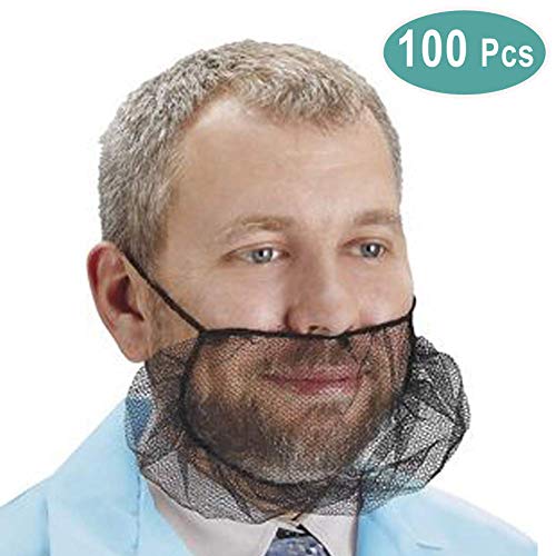 100PCS Disposable Beard Protector Nets Covers, Comfortable Breathable Nylon Honeycomb Net for Fast Food Service Latex Free