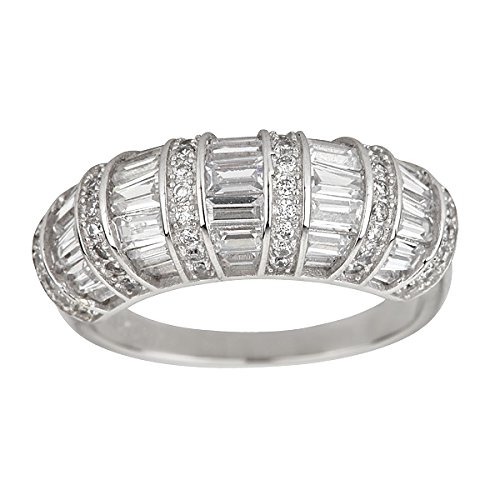 Sterling silver rhodium round and baguette cut antique …