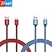 Nintendo Switch Charger Cable, BeneStellar 2-Pack 3ft / 0.9m Type C USB 3.1 Nylon Braided Cord for Samsung Galaxy S9 / S9 Plus / S8 / S8 Plus / Note 8, LG V20, Google Pixel and More (Red & Blue)