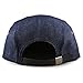 The Hat Depot Made in USA 5 Panel Flat Brim Genuine Leather Brass Cotton Biker Cap (Denim)