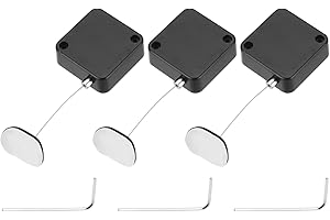 MECCANIXITY 3.3 ft Retractable Cable Lock with Adhesive Arc Patch Remote Control Security Lock with Adjustable Cord Tether An