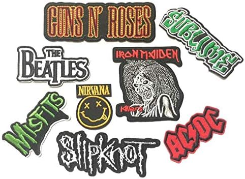 Set Patch of Iron on Band Patches Rock Music Band #12,Guns n Roses Patch,AC DC ACDC Patch,Misfits Rock Music Band Patch,Slipknot Patch,Nirvana,The Beatles Band Patch, Sublime Patch