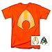 Aquaman Logo Emblem Justice League T Shirt & Exclusive Stickers (Large)