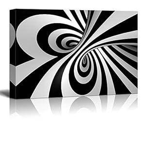 Canvas Prints Wall Art - Abstract Black and White Spiral | Modern Wall Decor/Home Decoration Stretched Gallery Canvas Wrap Giclee Print & Ready to Hang - 12" x 18"