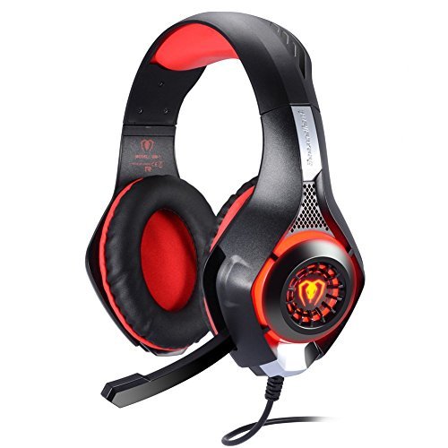 BlueFire 3.5mm PS4 Gaming Headset Headphone with Microphone and LED Light Compatible with Playstation 4, Xbox one, PC (Red)