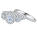Newshe 1.8Ct Oval Three Stone White Cz Blue 925 Sterling Silver Wedding Engagement Ring Set