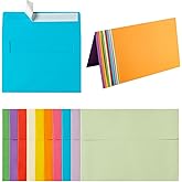 Wishop 50 Pack Self-Adhesive Envelopes with Fold Cards for Wedding Invitations, Greeting Cards, Baby Shower, Letter Mailing (Colorful, 4x6)