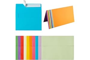 Wishop 50 Pack Self-Adhesive Envelopes with Fold Cards for Wedding Invitations, Greeting Cards, Baby Shower, Letter Mailing (Colorful, 5x7)