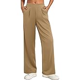 Feiersi Women Stretchy Wide Leg Pants Soft Elastic High Waisted Casual Palazzo Pants Trousers with Pockets