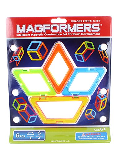 Magformers 6-Piece Add-On Magnetic Construction Set: Quadrilaterals