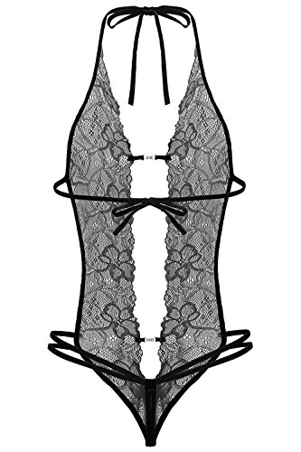 ADOMES-Donna-Lingerie-Sexy-in-Pizzo-Allacciato-al-Collo-Profondo-V-Babydoll-Mini-Body-One-Piece-See-Through-Mesh-Sleepwear