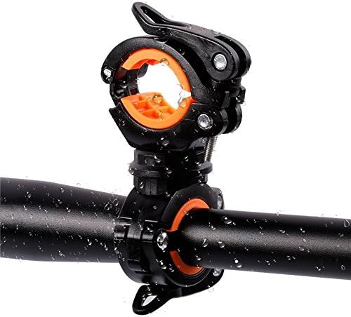 Bicycle LED Flashlight Torch Mount Holder 360 Degree Rotatable Universal Bike Torch Clip, Bicycle Cycling Handlebar/Front Rear Wheel Bar/Front Light Bracket Flashlight Holder Stand